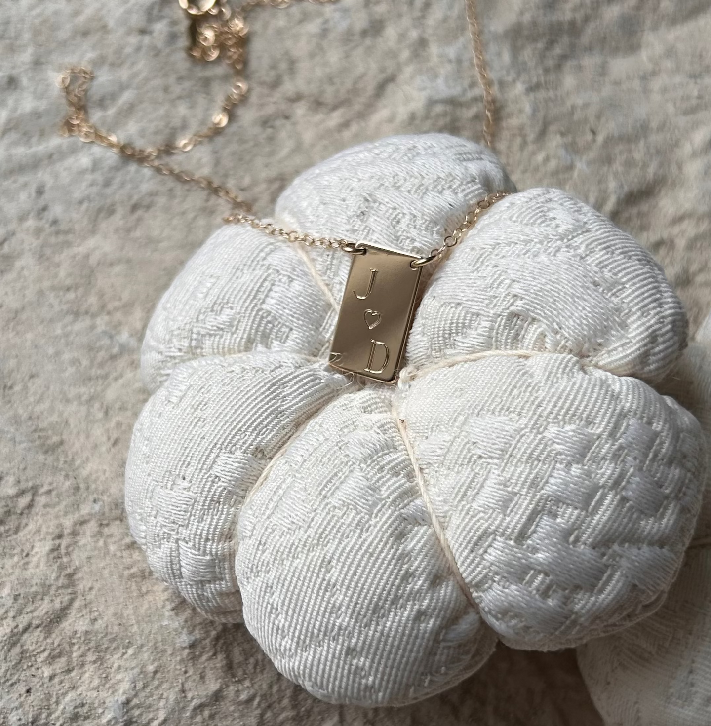 14K Vertical Engraved Bar Necklace | Solid Yellow Gold | Initials with Heart | Custom Personalized Jewelry